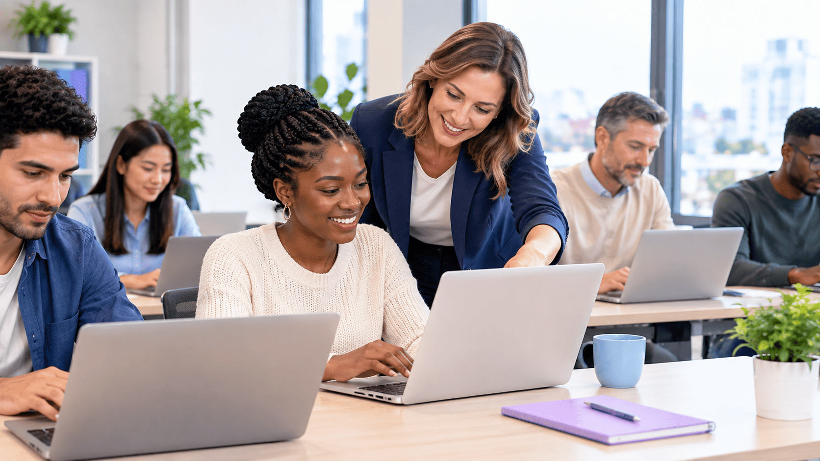 Une formatrice accompagne des apprenants aux profils variés